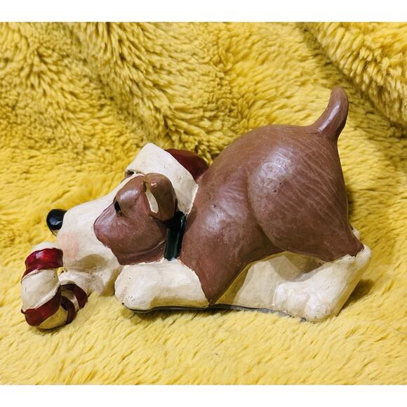 VTG FIGI Graphic Christmas Stocking Holder Figurine Dog Hound Puppy Candy Cane - Picture 2 of 7